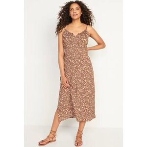 Old Navy Floral Maxi Cami Shift Dress Size XXL Cottage Peasant Midi Brown